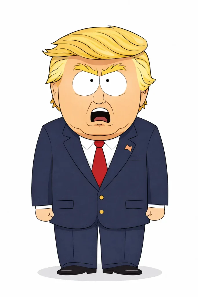 AI cartoon Trump in South Park style