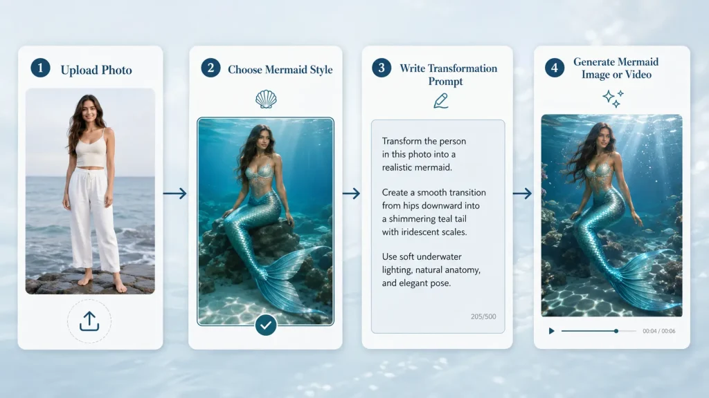 How to Turn Your Photo Into a Mermaid With AI (Step by Step)