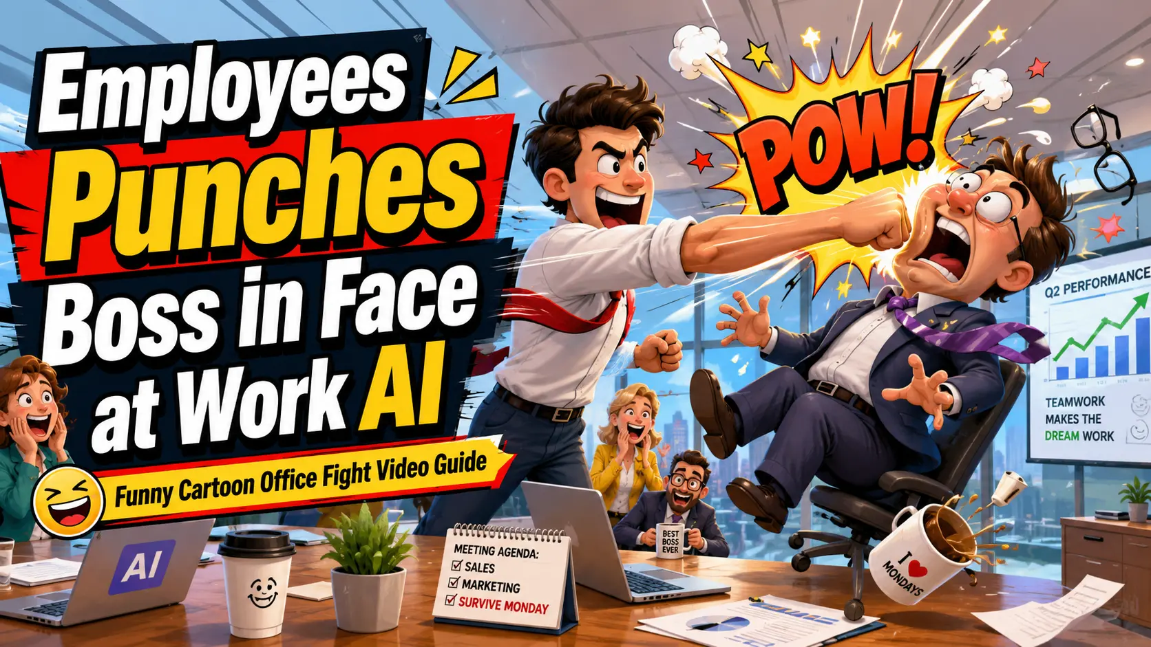 employees punches boss in face at work